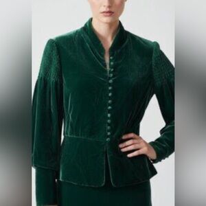 BCBGMaxAzria Emerald Green Velvet Victorian Jacket, Medium